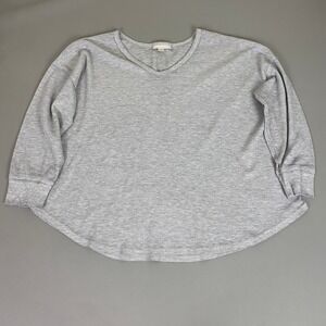 Woman Within Top Plus Size 1X 22/24 Gray Thermal Waffle Knit Long Sleeve *Wear